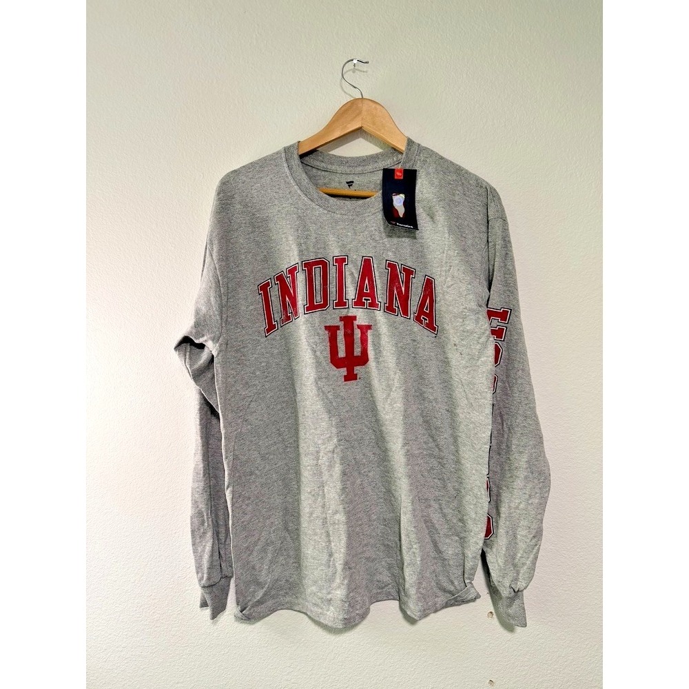 Indiana Hoosiers Fanatics Long Sleeve Shirt Mens L Gray‎ IU Sleeve NWT